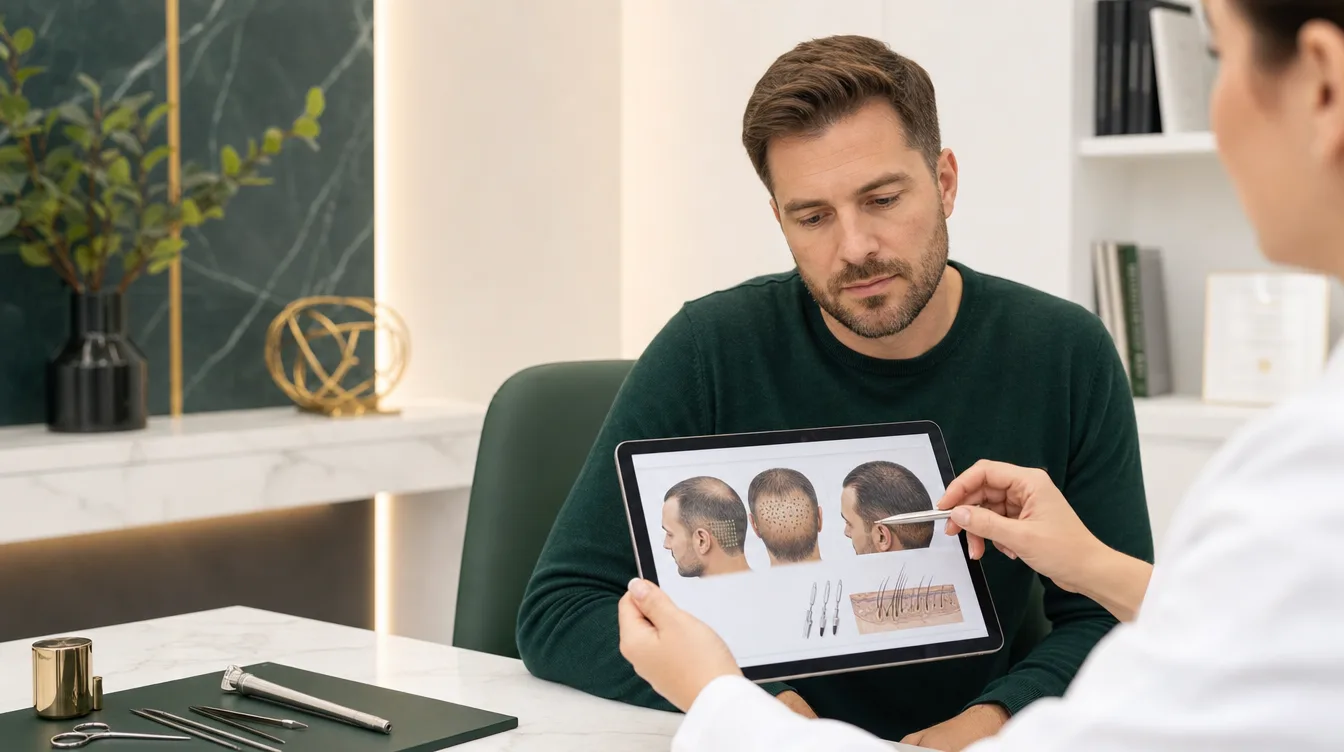 FUE technique planning with donor-area review