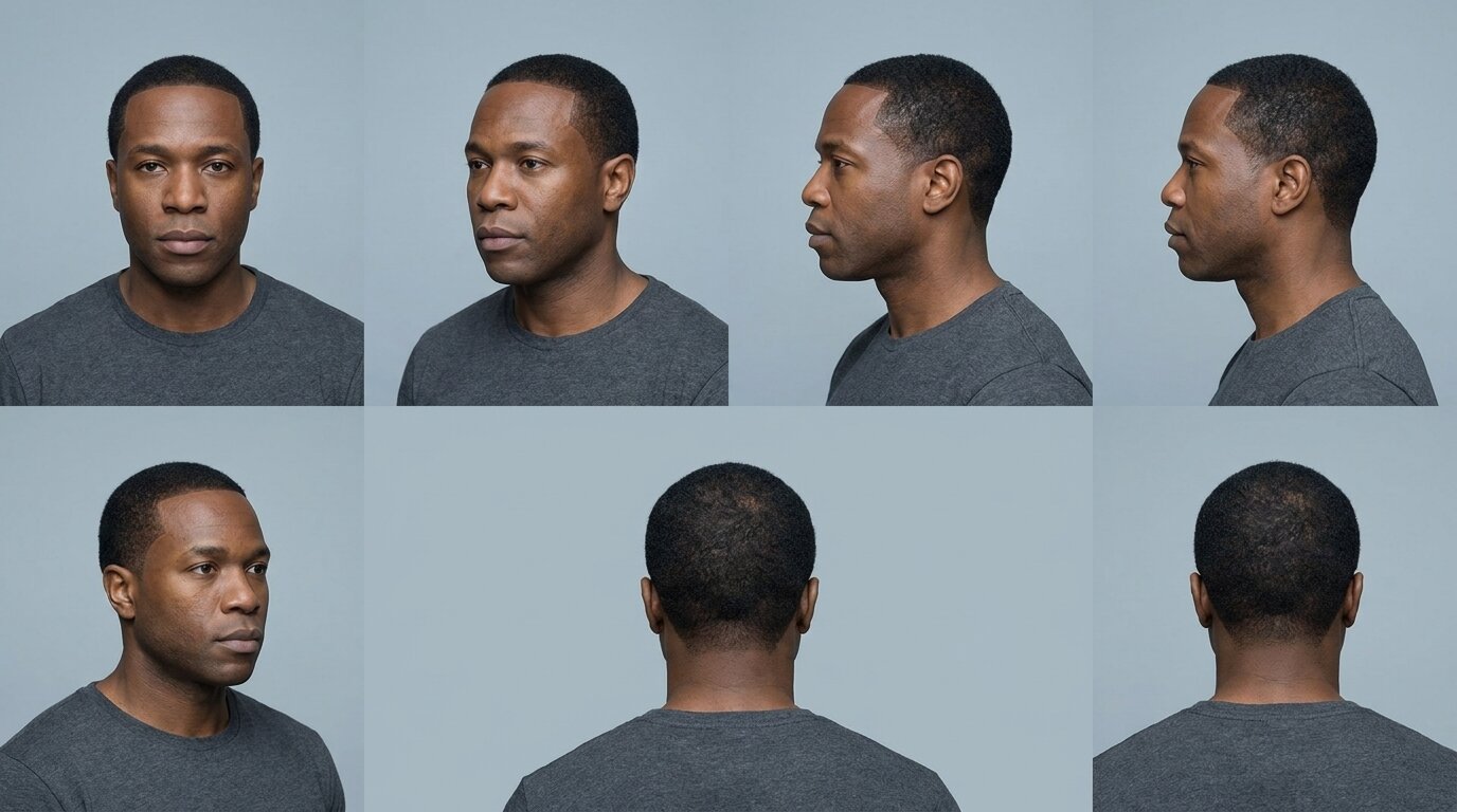 Hair and scalp angles used for transplant evaluation